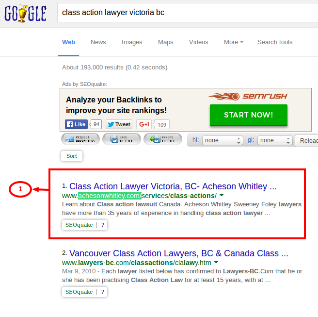 CLASS ACTION LAWYER VICTORIA BC