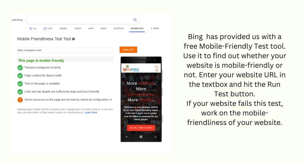 bing seo mobile 