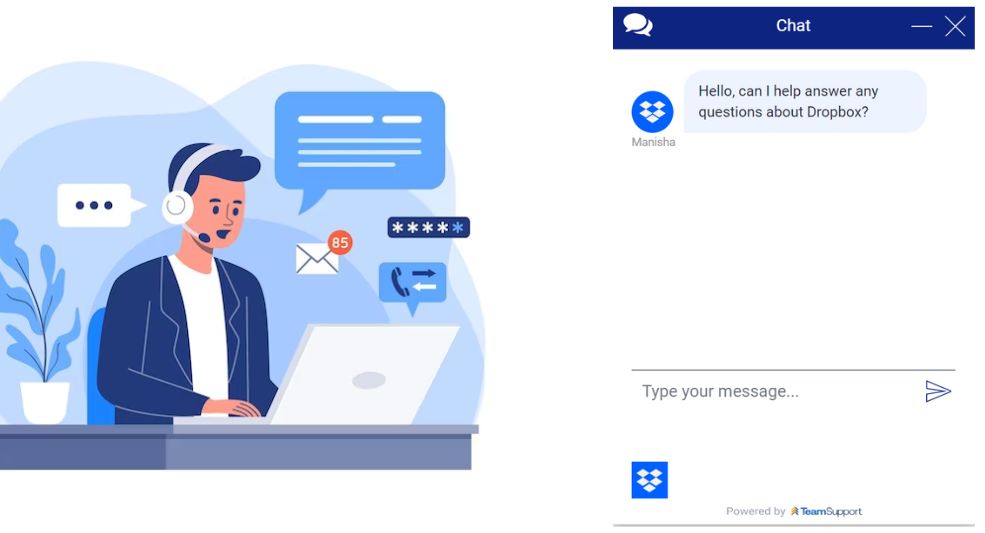 Dropbox provides customer chat