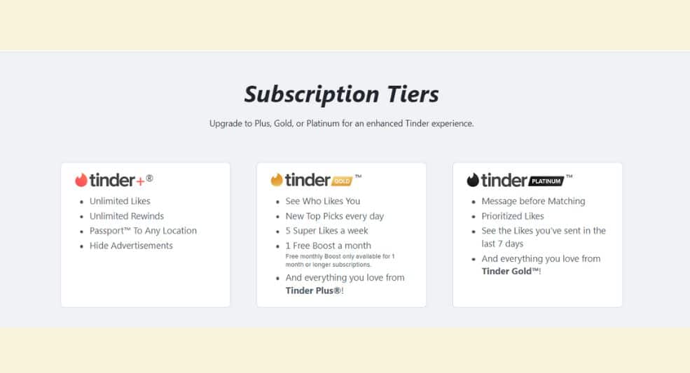 Subscription Model tinder