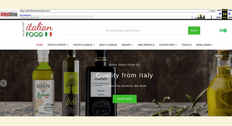 Italian Food Online Store from 2021
